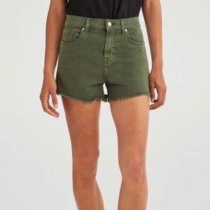 7 For All Mankind Army Green Frayed Hem Short S 28